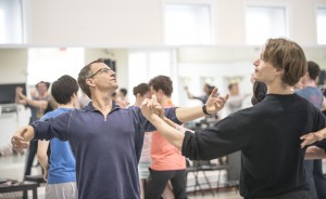 Jean Grand-Maître, Colby Parsons and Alberta Ballet company artists in rehearsal for Class Acts | Photo: Maximillian Tortoriello